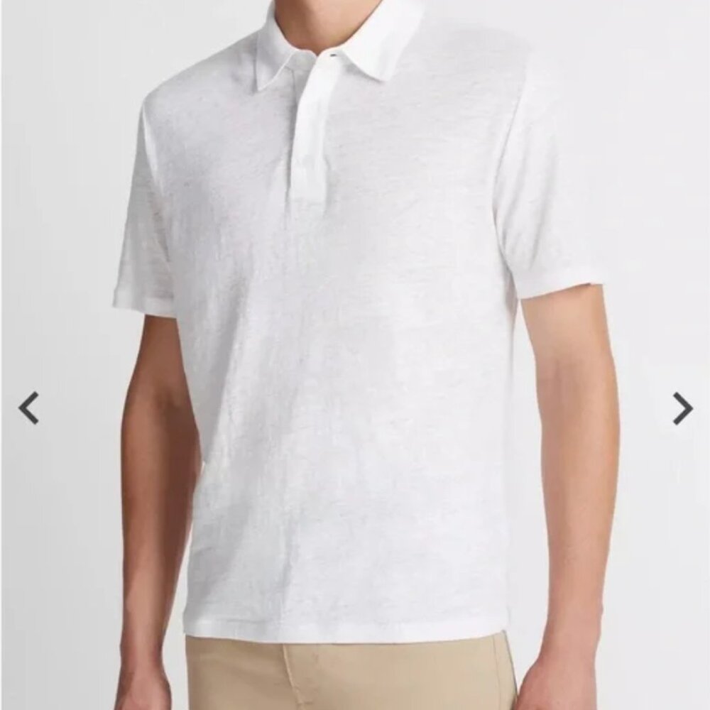 Vince White Polo Shirt sz M Quality 100% Cotton Preppy Beach Business Casual